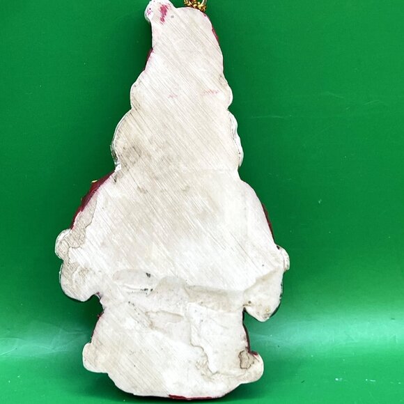 Set 2 Vintage Santa Ornaments Resin Folk Art Stars Candy Cane Christmas Holiday - Picture 4 of 9